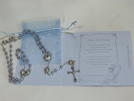 Blue Baby Keepsake Rosary w/ Silver Shells